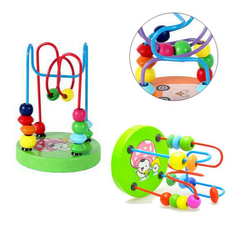 משחקים & צעצועים ילדים ילדי ילדים חינוכיים צבעוניים מיני עץ סביב חרוזים צעצוע משחק פאזל